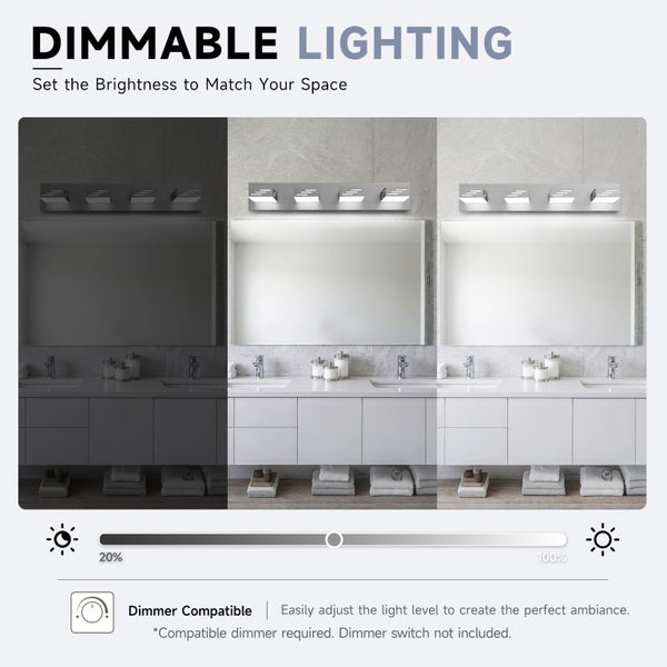 English Elm 6-Light LED Vanity Wall Fixture Matte Finish with Rotatable Heads for Modern Bath Brushed Nickel 25.6 inches W2312P558176