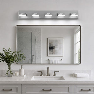 English Elm 6-Light LED Vanity Wall Fixture Matte Finish with Rotatable Heads for Modern Bath Brushed Nickel 33.5 inches W2312P558177