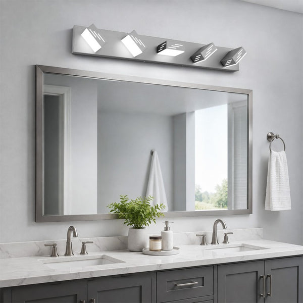 English Elm 6-Light LED Vanity Wall Fixture Matte Finish with Rotatable Heads for Modern Bath Brushed Nickel 33.5 inches W2312P558177