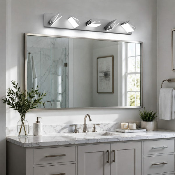 English Elm 6-Light LED Vanity Wall Fixture Matte Finish with Rotatable Heads for Modern Bath Brushed Nickel 33.5 inches W2312P558177