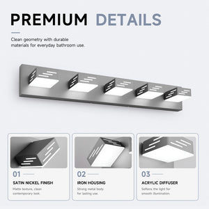 English Elm 6-Light LED Vanity Wall Fixture Matte Finish with Rotatable Heads for Modern Bath Brushed Nickel 33.5 inches W2312P558177