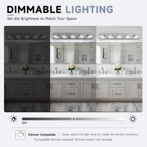 English Elm 6-Light LED Vanity Wall Fixture Matte Finish with Rotatable Heads for Modern Bath Brushed Nickel 33.5 inches W2312P558177