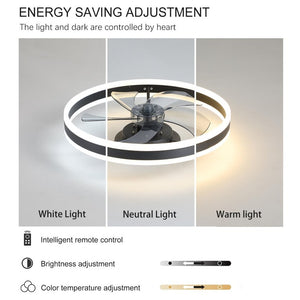 English Elm 19.7In Flush Mount Ceiling Fan with Dimmable LED Six Speed Remote Bedroom Kitchen W2312P574170