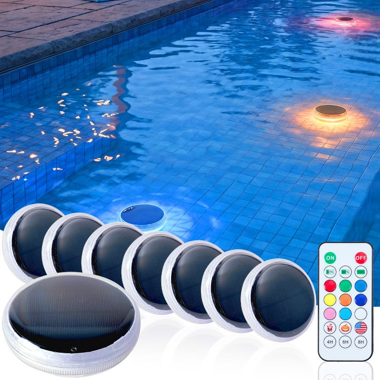 English Elm Solar Floating Pool Lights 8 Pack RGB LED Orbs with Remote IP67 Waterproof Outdoor W2312P596551