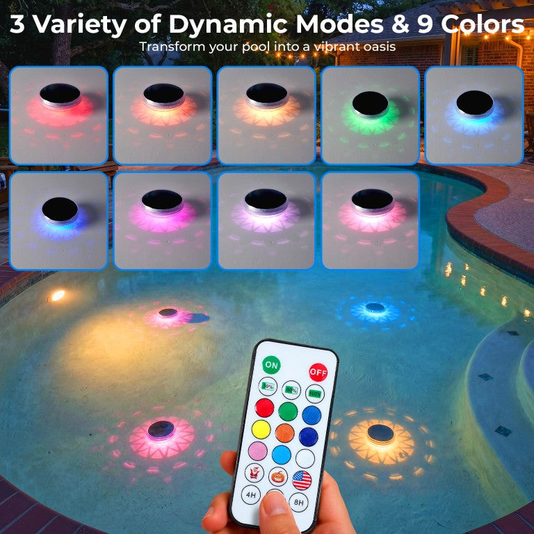 English Elm Solar Floating Pool Lights 8 Pack RGB LED Orbs with Remote IP67 Waterproof Outdoor W2312P596551