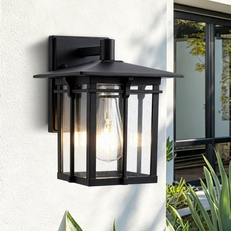 English Elm Outdoor Aluminum Lantern Wall Sconce IP44 Weatherproof Glass Porch Entryway Light W2312P604788