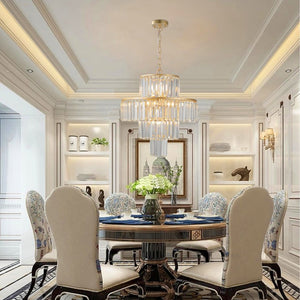 English Elm 20 Inch K9 Crystal Four Tier Chandelier Gold Frame 12 Light Elegant Foyer Fixture W2312P606873