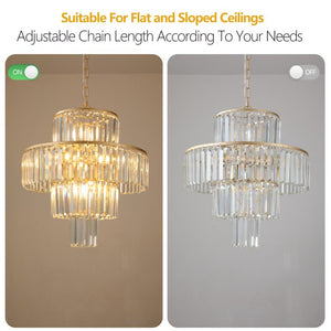 English Elm 20 Inch K9 Crystal Four Tier Chandelier Gold Frame 12 Light Elegant Foyer Fixture W2312P606873