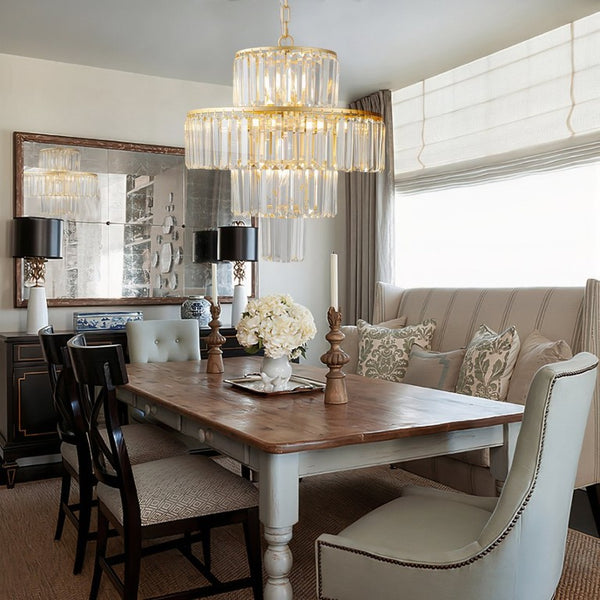 English Elm 20 Inch K9 Crystal Four Tier Chandelier Gold Frame 12 Light Elegant Foyer Fixture W2312P606873