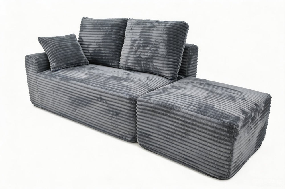 English Elm Small Modular Cloud Sectional with Boneless Foam Deep Seat Ottoman and Pillows Included W2318P426568