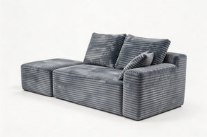English Elm Small Modular Cloud Sectional with Chaise Ottoman and Sink-In Foam Lounge Seating Grey Right Facing Chaise W2318P426569