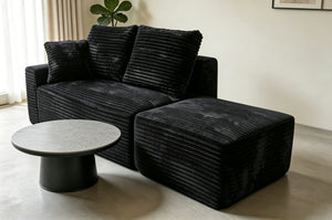 English Elm Small Modular Cloud Sectional with Chaise Ottoman and Sink-In Foam Lounge Seating Black Left Facing Chaise W2318P426571