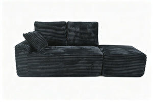 English Elm Small Modular Cloud Sectional with Chaise Ottoman and Sink-In Foam Lounge Seating Black Left Facing Chaise W2318P426571