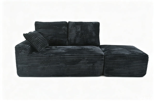 English Elm Small Modular Cloud Sectional with Chaise Ottoman and Sink-In Foam Lounge Seating Black Left Facing Chaise W2318P426571