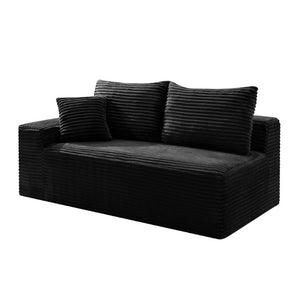 English Elm Small Modular Cloud Sectional with Chaise Ottoman and Sink-In Foam Lounge Seating Black Left Facing Chaise W2318P426571