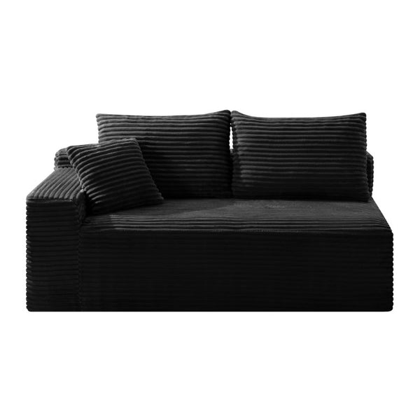 English Elm Small Modular Cloud Sectional with Chaise Ottoman and Sink-In Foam Lounge Seating Black Left Facing Chaise W2318P426571