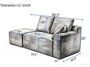 English Elm Small Modular Cloud Sectional with Chaise Ottoman and Sink-In Foam Lounge Seating Black Right Facing Chaise W2318P426572
