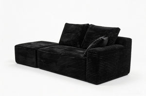English Elm Small Modular Cloud Sectional with Chaise Ottoman and Sink-In Foam Lounge Seating Black Right Facing Chaise W2318P426572