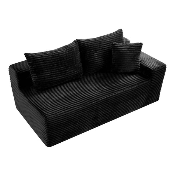 English Elm Small Modular Cloud Sectional with Chaise Ottoman and Sink-In Foam Lounge Seating Black Right Facing Chaise W2318P426572