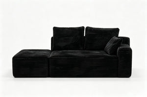 English Elm Small Modular Cloud Sectional with Chaise Ottoman and Sink-In Foam Lounge Seating Black Right Facing Chaise W2318P426572