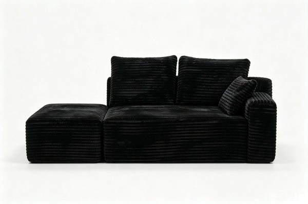 English Elm Small Modular Cloud Sectional with Chaise Ottoman and Sink-In Foam Lounge Seating Black Right Facing Chaise W2318P426572