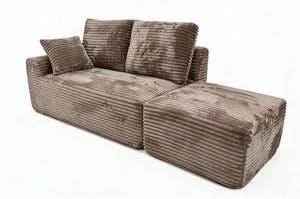 English Elm Small Modular Cloud Sectional with Chaise Ottoman and Sink-In Foam Lounge Seating Brown Left Facing Chaise W2318P426574