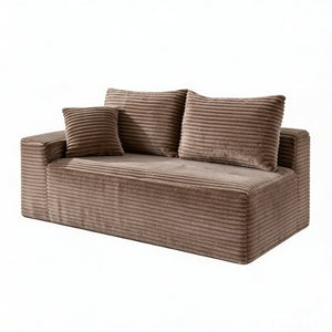 English Elm Small Modular Cloud Sectional with Chaise Ottoman and Sink-In Foam Lounge Seating Brown Left Facing Chaise W2318P426574