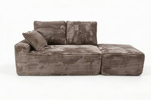English Elm Small Modular Cloud Sectional with Chaise Ottoman and Sink-In Foam Lounge Seating Brown Left Facing Chaise W2318P426574