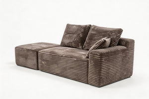 English Elm Small Modular Cloud Sectional with Chaise Ottoman and Sink-In Foam Lounge Seating Brown Right Facing Chaise W2318P426575