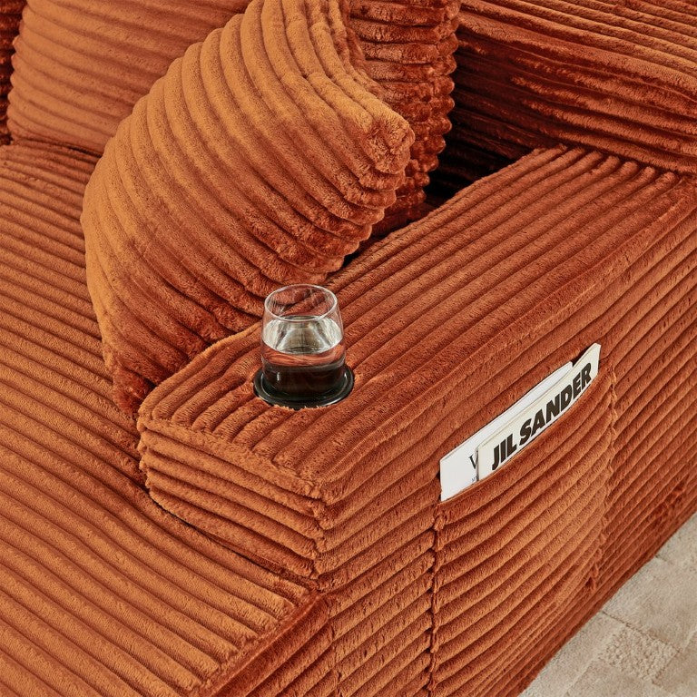 English Elm Compressible Foam Sleeper Loveseat with Cupholders for Living Room or Bedroom Use Orange W2318P527208