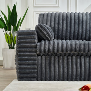 English Elm Luxury Chenille Ribbed Modular Sectional with Ottoman for Contemporary Living Rooms W2318S00010