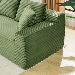 English Elm 115" U-shaped Cloud Sectional Corduroy Upholstered Modular Sofa with Chaise and Ottoman Green W2318S00017