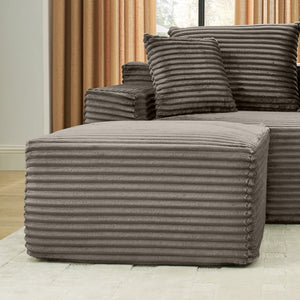 English Elm 115" U-shaped Cloud Sectional Corduroy Upholstered Modular Sofa with Chaise and Ottoman Brown W2318S00018