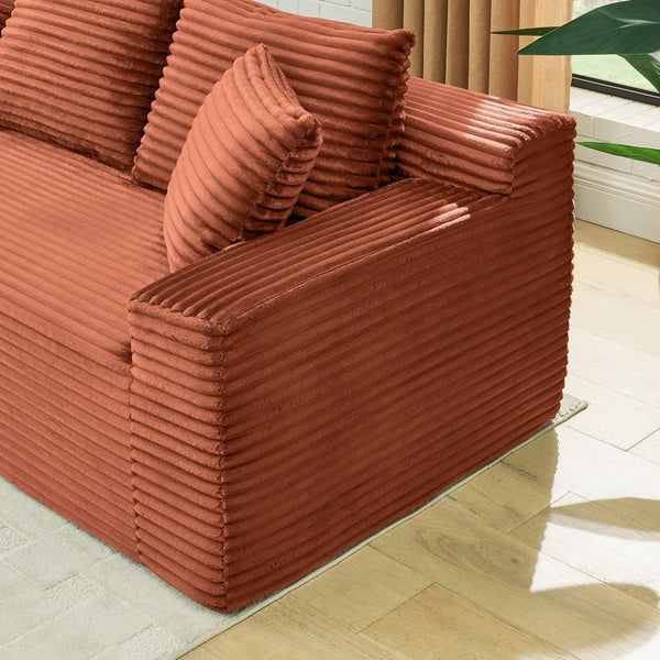 English Elm 115" U-shaped Cloud Sectional Corduroy Upholstered Modular Sofa with Chaise and Ottoman Orange W2318S00021