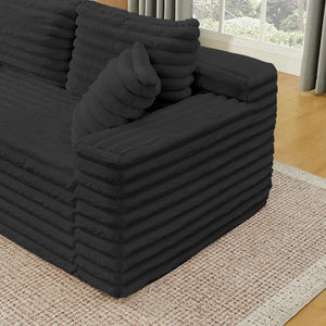 English Elm 127" Corduroy Cloud Sectional Modular U Shaped Sofa with Ottoman and Usb Console Black W2318S00023