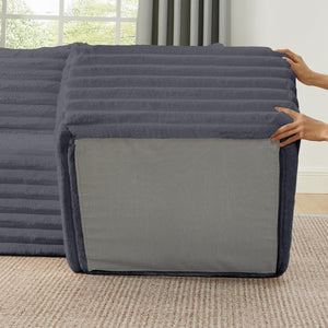 English Elm 127" Corduroy Cloud Sectional Modular U Shaped Sofa with Ottoman and Usb Console Grey W2318S00024