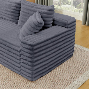 English Elm 127" Corduroy Cloud Sectional Modular U Shaped Sofa with Ottoman and Usb Console Grey W2318S00024