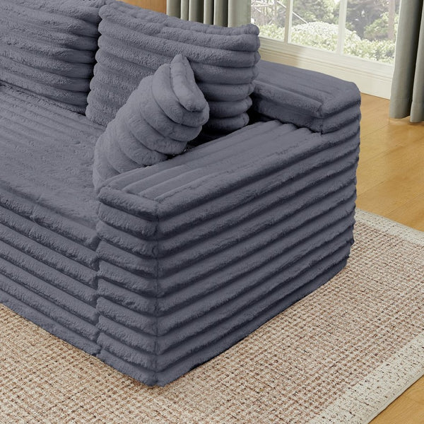 English Elm 127" Corduroy Cloud Sectional Modular U Shaped Sofa with Ottoman and Usb Console Grey W2318S00024