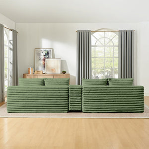 English Elm 127" Modular U-shaped Cloud Sectional Corduroy Sofa with Ottoman Usb Living Room W2318S00025