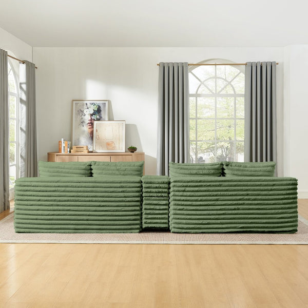 English Elm 127" Modular U-shaped Cloud Sectional Corduroy Sofa with Ottoman Usb Living Room W2318S00025