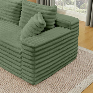 English Elm 127" Modular U-shaped Cloud Sectional Corduroy Sofa with Ottoman Usb Living Room W2318S00025