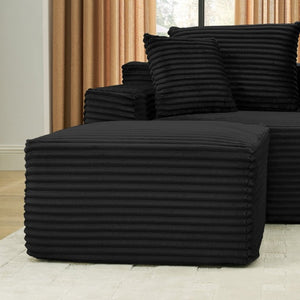 English Elm 115 Inch U-Shaped Corduroy Cloud Sectional with Chaise Ottoman No Assembly Plush Foam W2318S00027