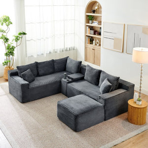 English Elm L-Shaped Modular Sectional with Full Foam Cushions for Flexible Living Room Layouts W2318S00034
