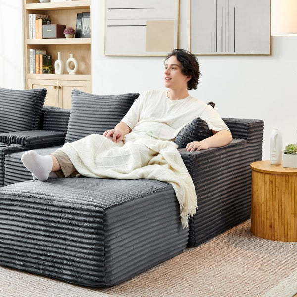 English Elm L-Shaped Modular Sectional with Full Foam Cushions for Flexible Living Room Layouts W2318S00034