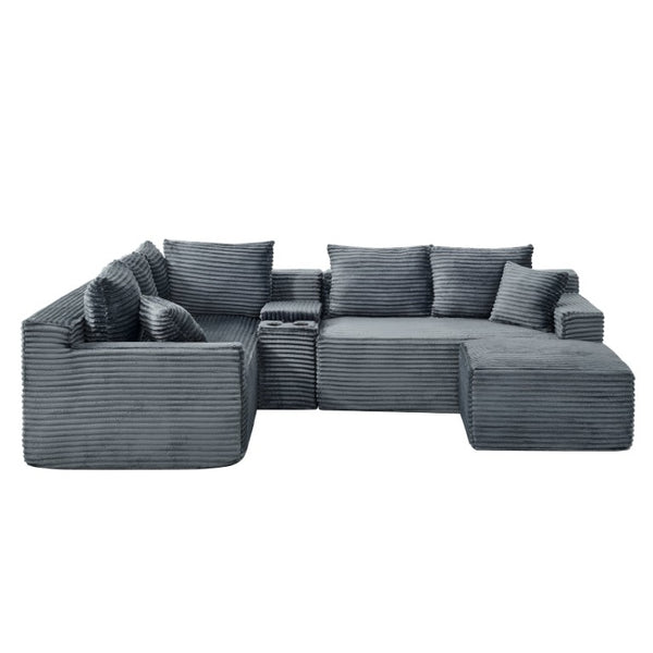 English Elm L-Shaped Modular Sectional with Full Foam Cushions for Flexible Living Room Layouts W2318S00034