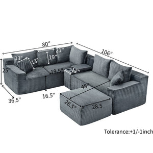 English Elm L-Shaped Modular Sectional with Full Foam Cushions for Flexible Living Room Layouts W2318S00034