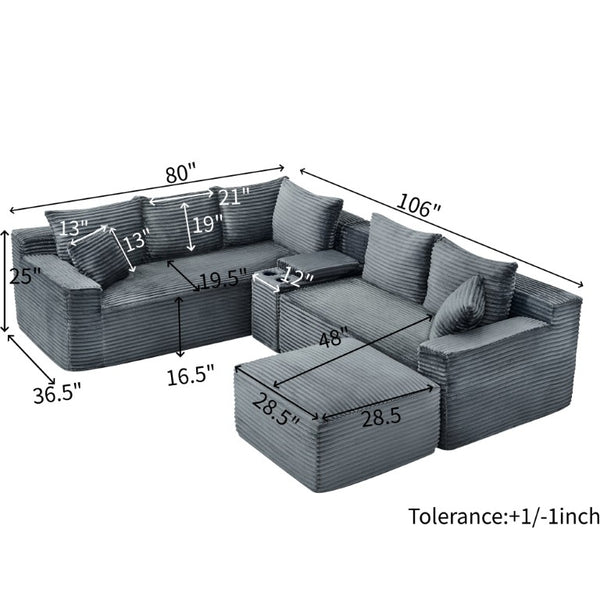 English Elm L-Shaped Modular Sectional with Full Foam Cushions for Flexible Living Room Layouts W2318S00034