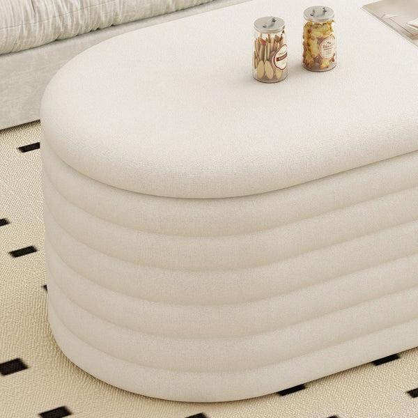 English Elm Storage Ottoman Bench Chenille Upholstered Flip Top Seat for Bedroom Entryway W2336P251192