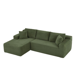 English Elm L-Shaped Cloud Sectional Corduroy Modular Sofa Deep Seat Lounge for Any Living Space W2339P417910