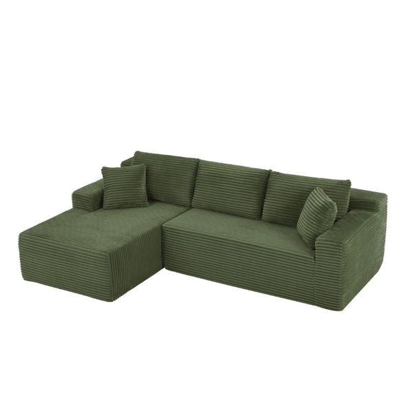 English Elm L-Shaped Cloud Sectional Corduroy Modular Sofa Deep Seat Lounge for Any Living Space W2339P417910